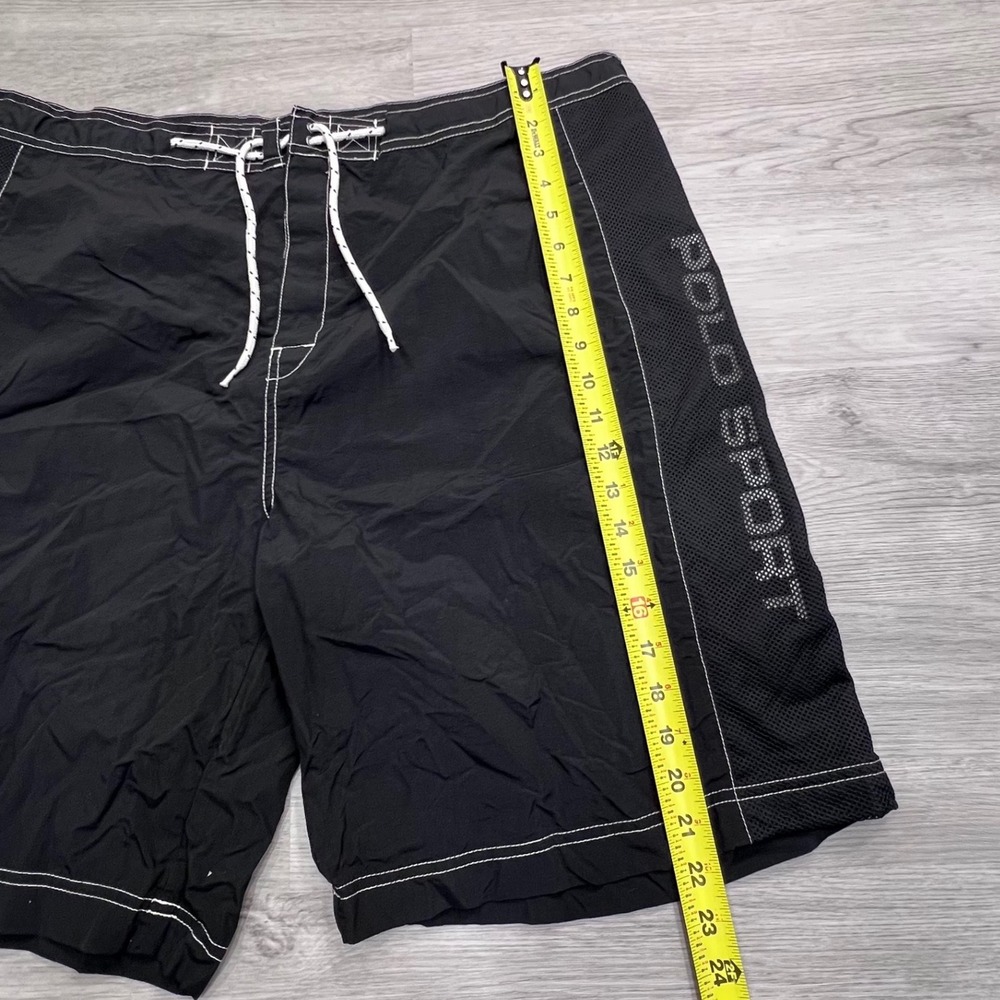 Polo Sport Ralph Lauren Mens Black Nylon Board Shorts Mesh Side Logo Size 40 - Picture 10 of 13